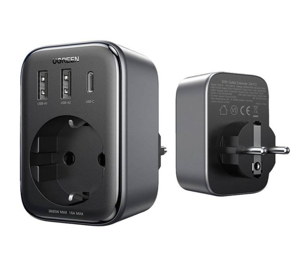 UGREEN Ładowarka sieciowa z gniazdem AC 2x USB USB-C CD314 30W - 1501498 - zdjęcie